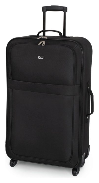 Go Explore Soft 4 Wheeled Large Suitcase - Black.